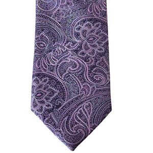 Pronto Uomo Silk Mens Necktie Tie Purple Easter Rockabilly Paisley Print 59 Inch